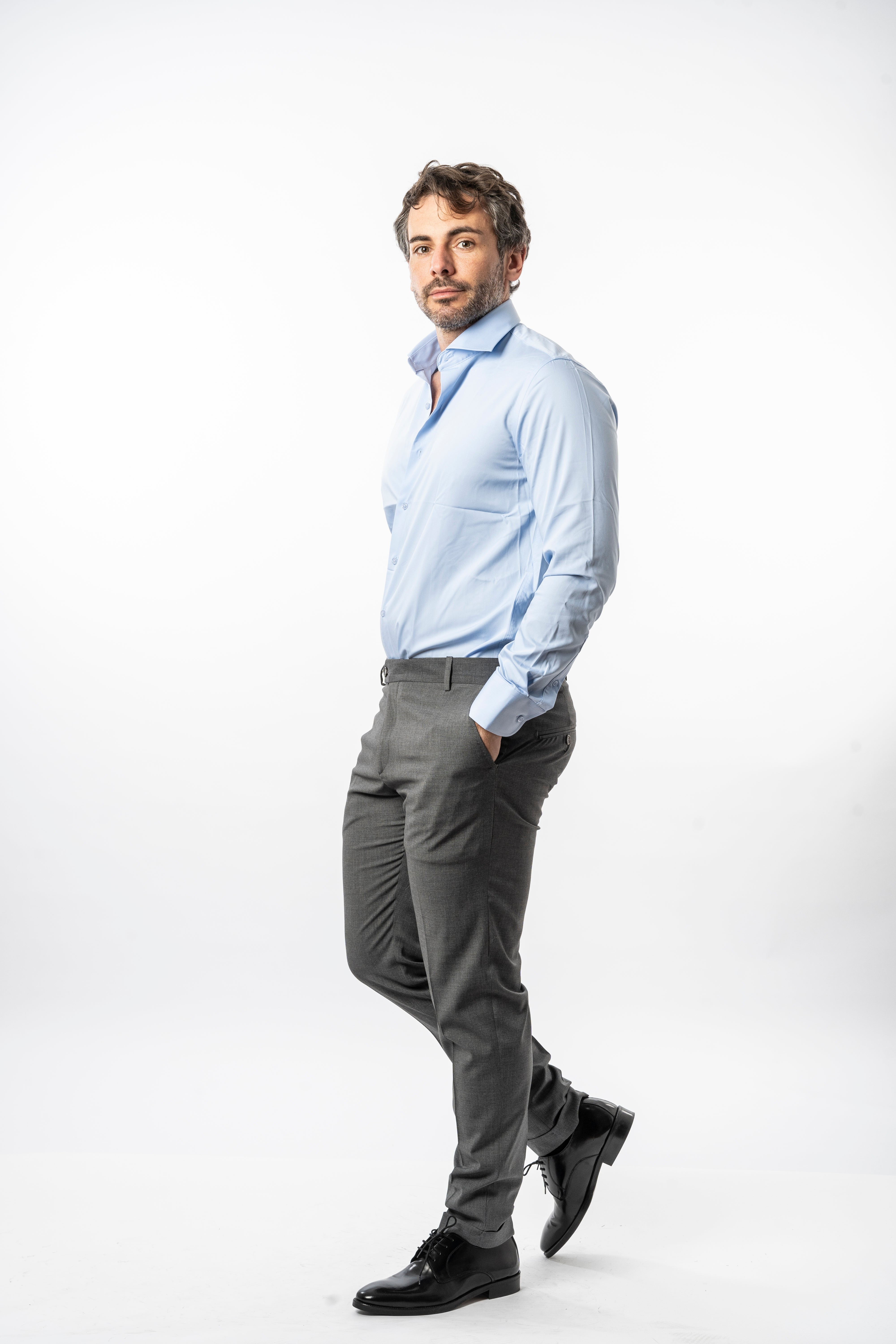 Pantalone Slim - Vinc Risvolto Grigio